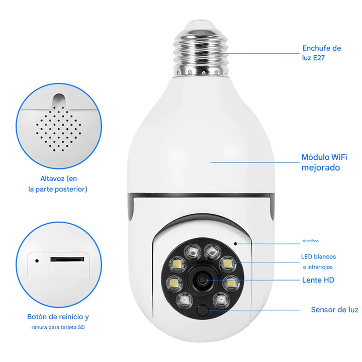 ÚLTIMAS 12 UNIDADES | CAMARA DE SEGURIDAD 360° FULL HD VISION NOCTURNA + 3 Regalos